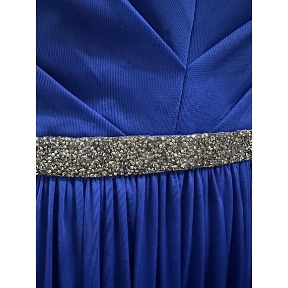 David’s Bridal Cobalt Blue Rhinestone Waist Bridesmaid Formal Dress 10 L W11092 - Picture 5 of 16
